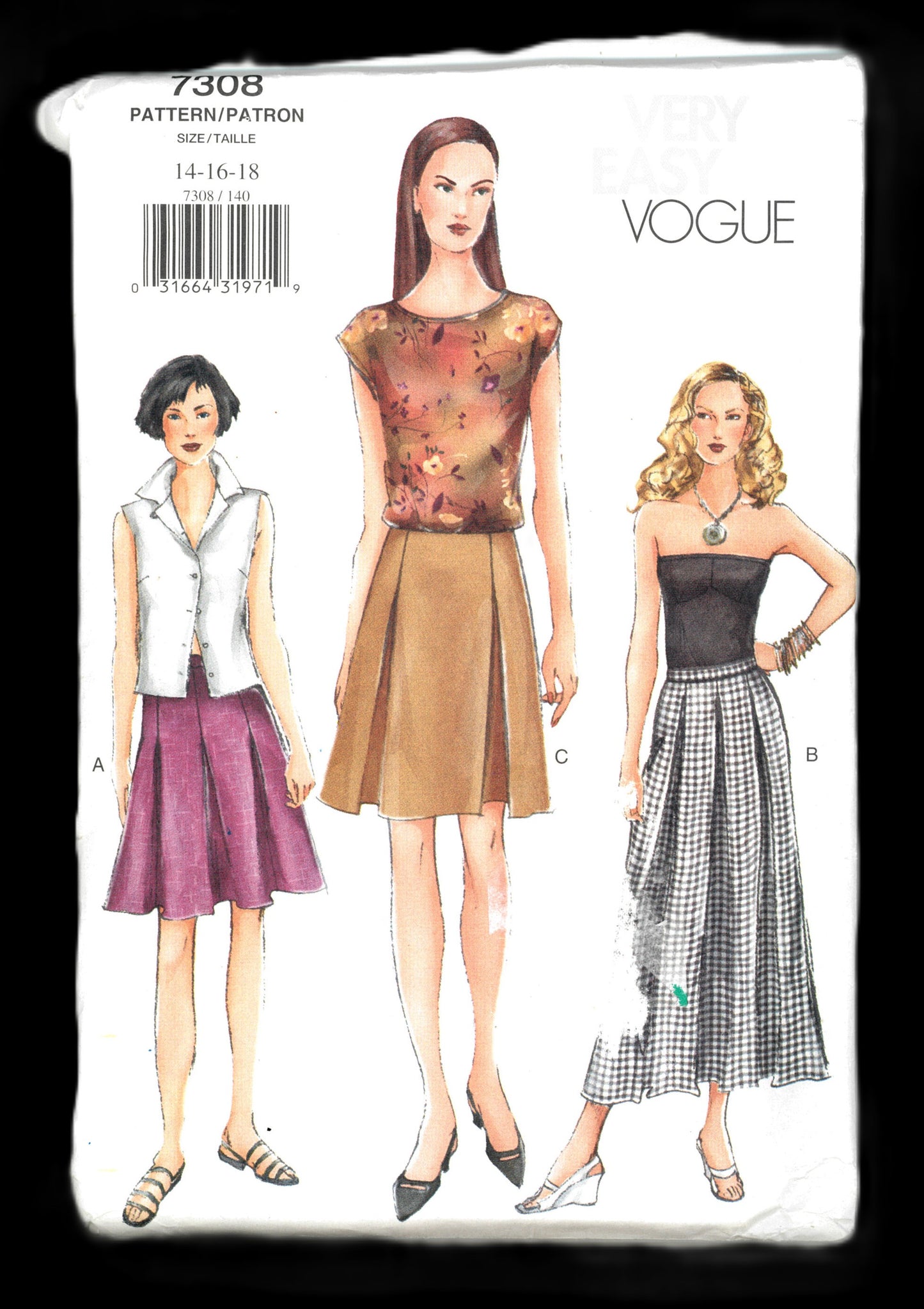 Vogue 7308 Misses Skirt Sewing Pattern - UNCUT -  Size 14 16 18