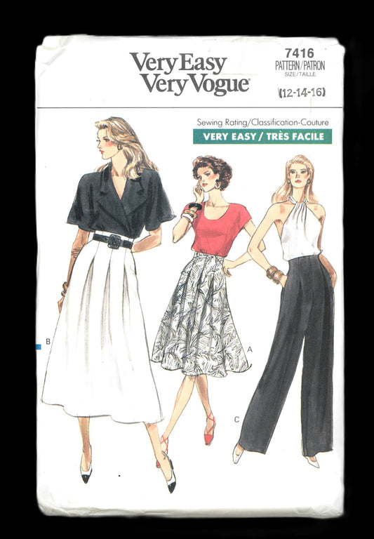Vogue 7416 Misses / Misses Petite Skirt and Pants Sewing Pattern - UNCUT - Size 12 14 16