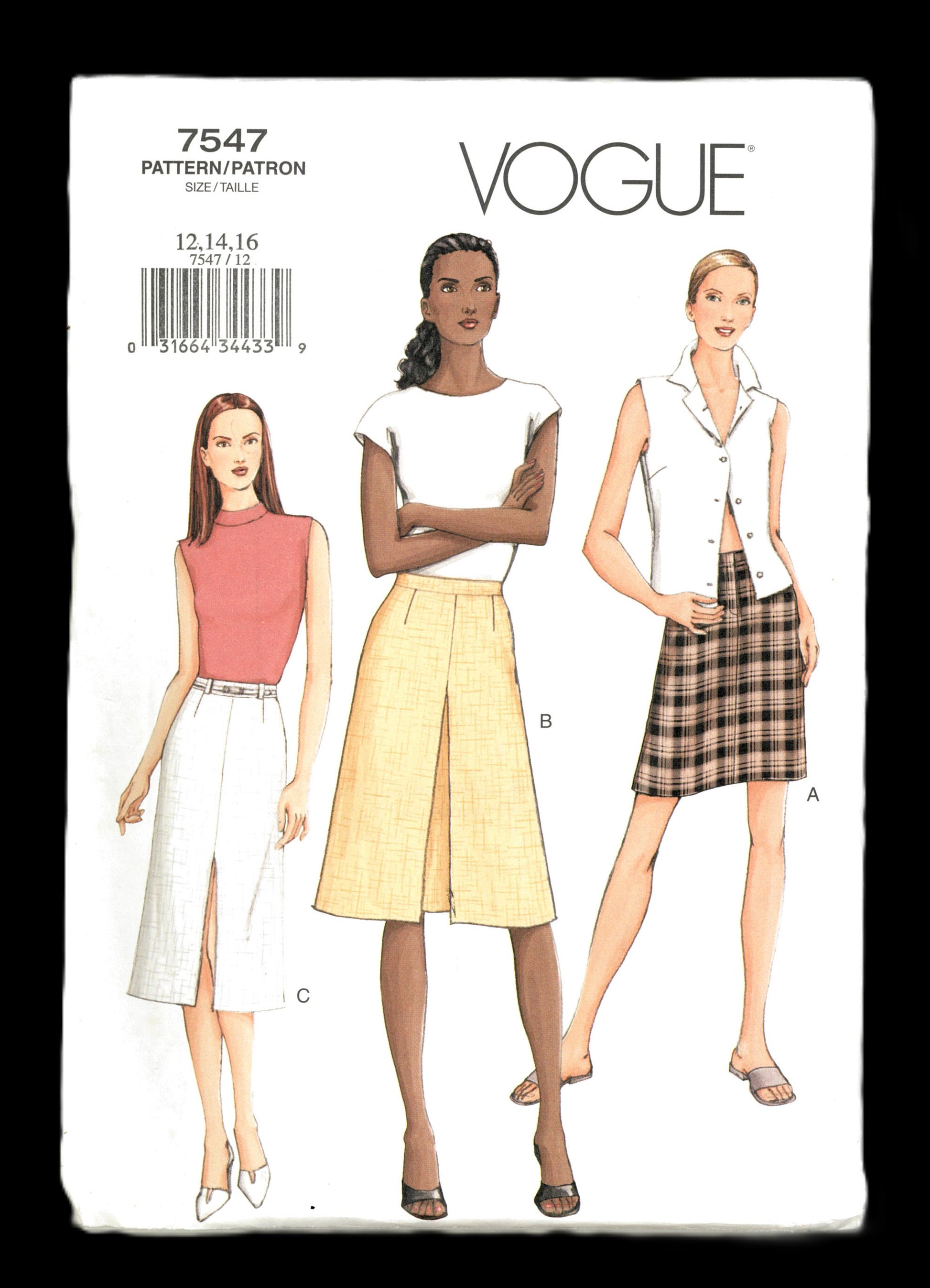 Vogue 7547 Misses Skirt Sewing Pattern - UNCUT -  Size 12 14 16