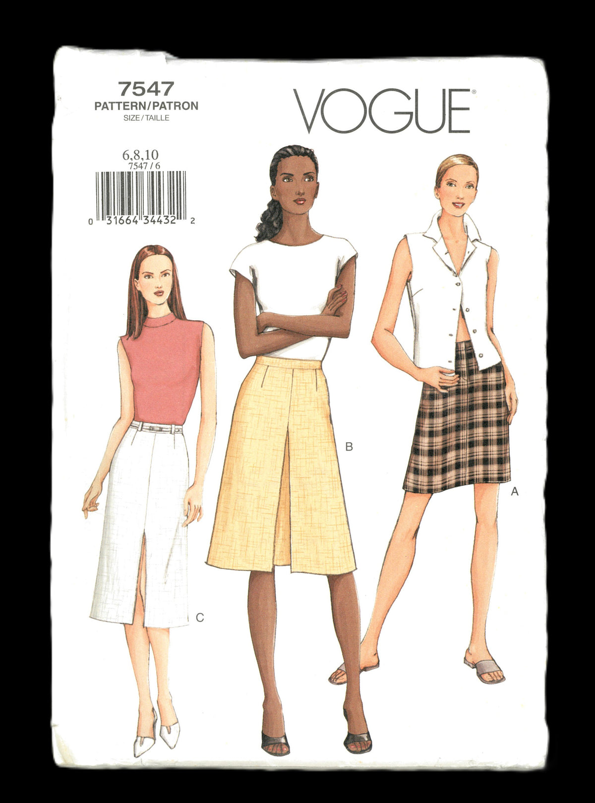 Vogue 7547 Misses Skirt Sewing Pattern UNCUT Size 6 8 10