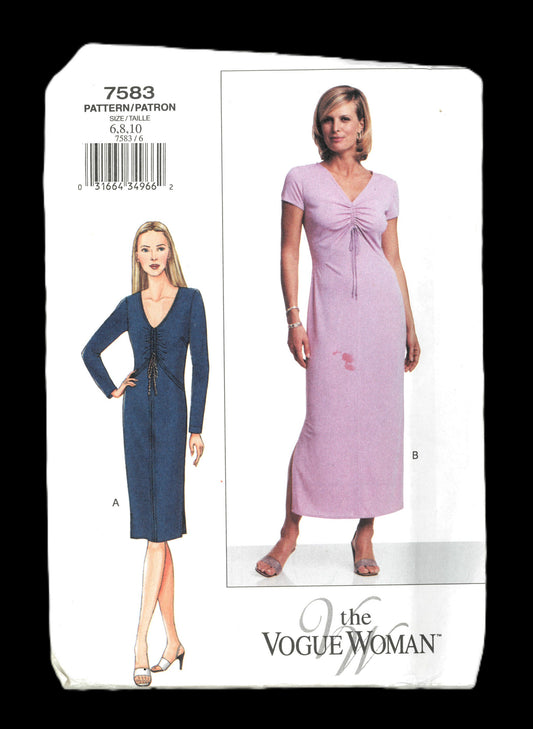 Vogue 7583 Misses Dress Sewing Pattern - UNCUT - Size 6 8 10