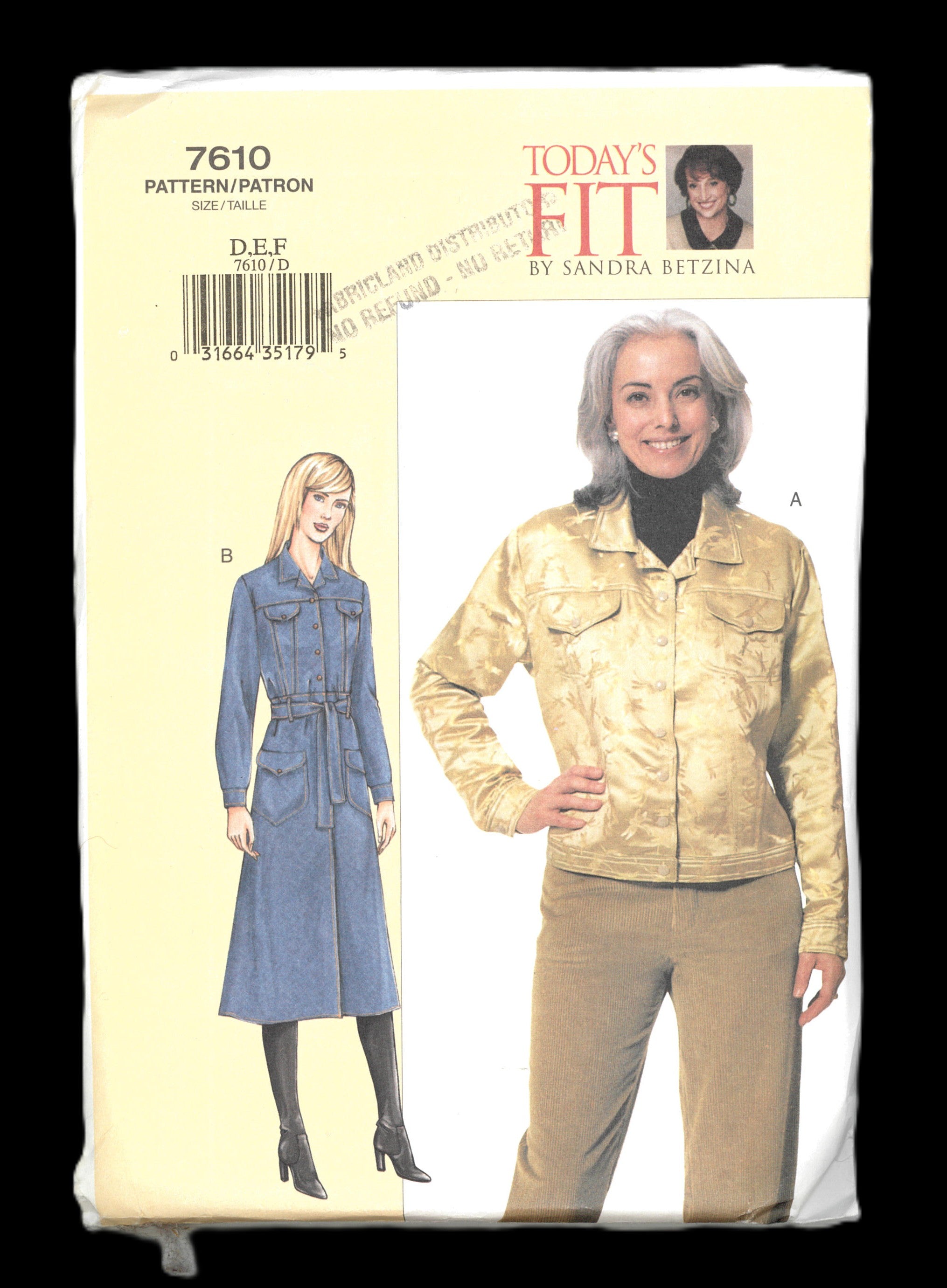 Vogue 7610 Sandra Betzina Misses / Misses Petite Jean Jacket and Coat ...