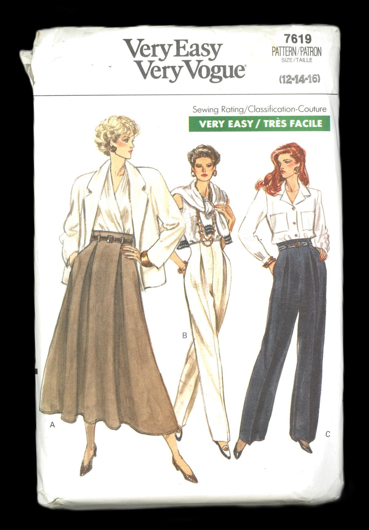 Vogue 7619 Misses / Misses Petite Skirt and Pants Sewing Pattern - UNCUT - Size 12 14 16