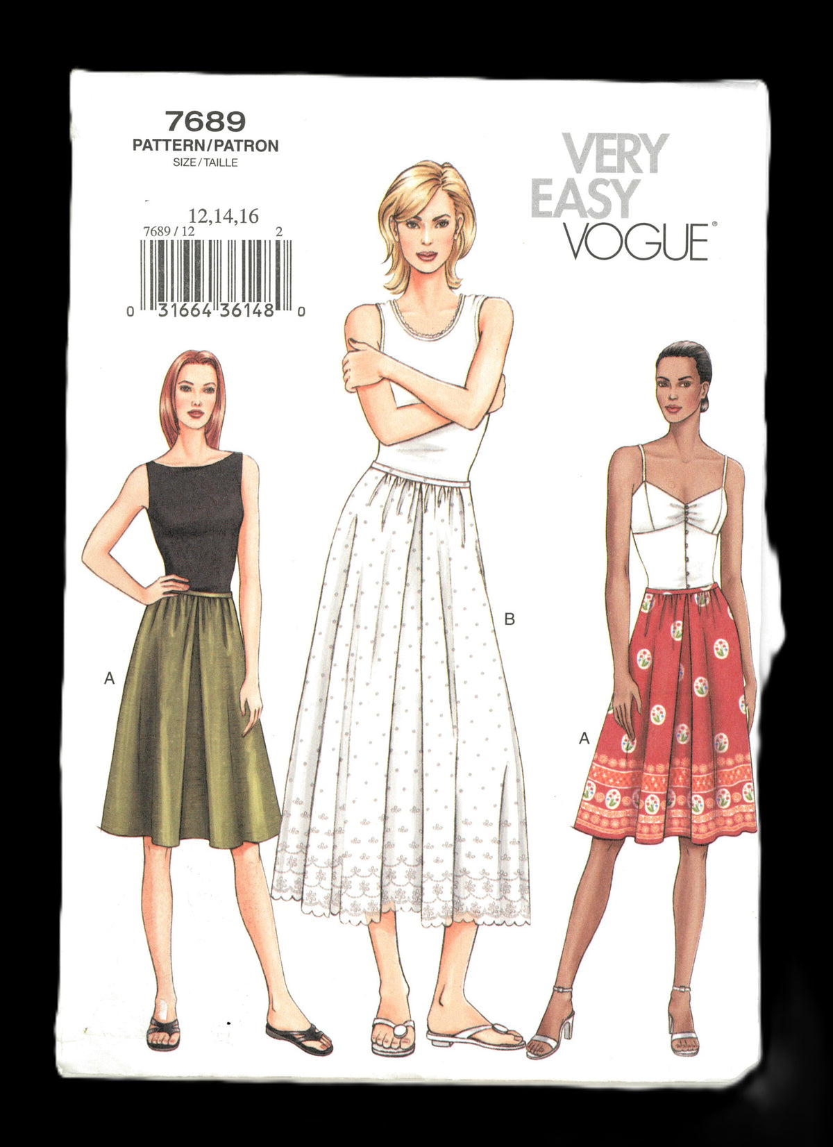 Vogue 7689 Misses / Miss Petite Skirt and Slip Sewing Pattern UNCUT Size 12 14 16