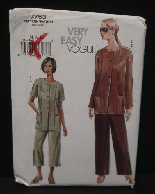 Vogue 7753 Misses / Misses Petite Tunic and Pants Sewing Pattern - UNCUT - Size 14 16 18