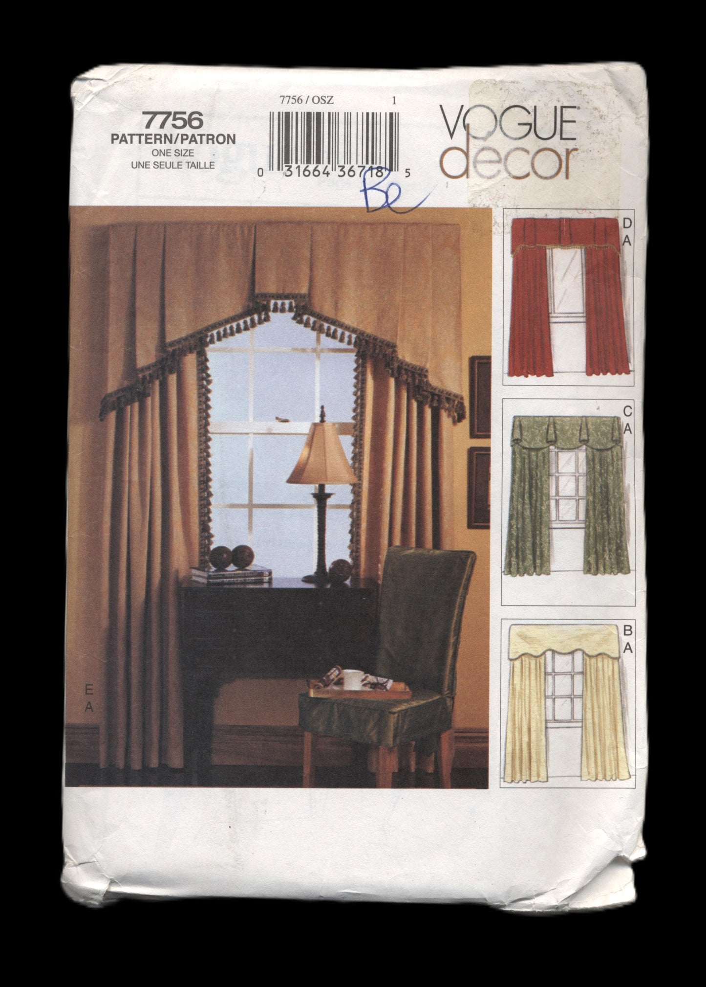 Vogue 7756 Cornice and Panel Window Treatments Sewing Pattern - UNCUT