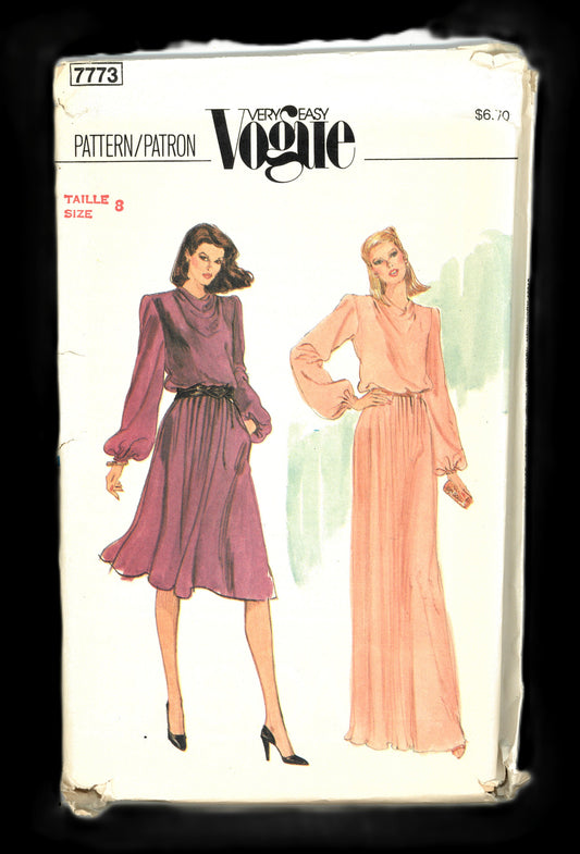 Vogue 7773 Misses Dress Sewing Pattern - UNCUT - Size 8