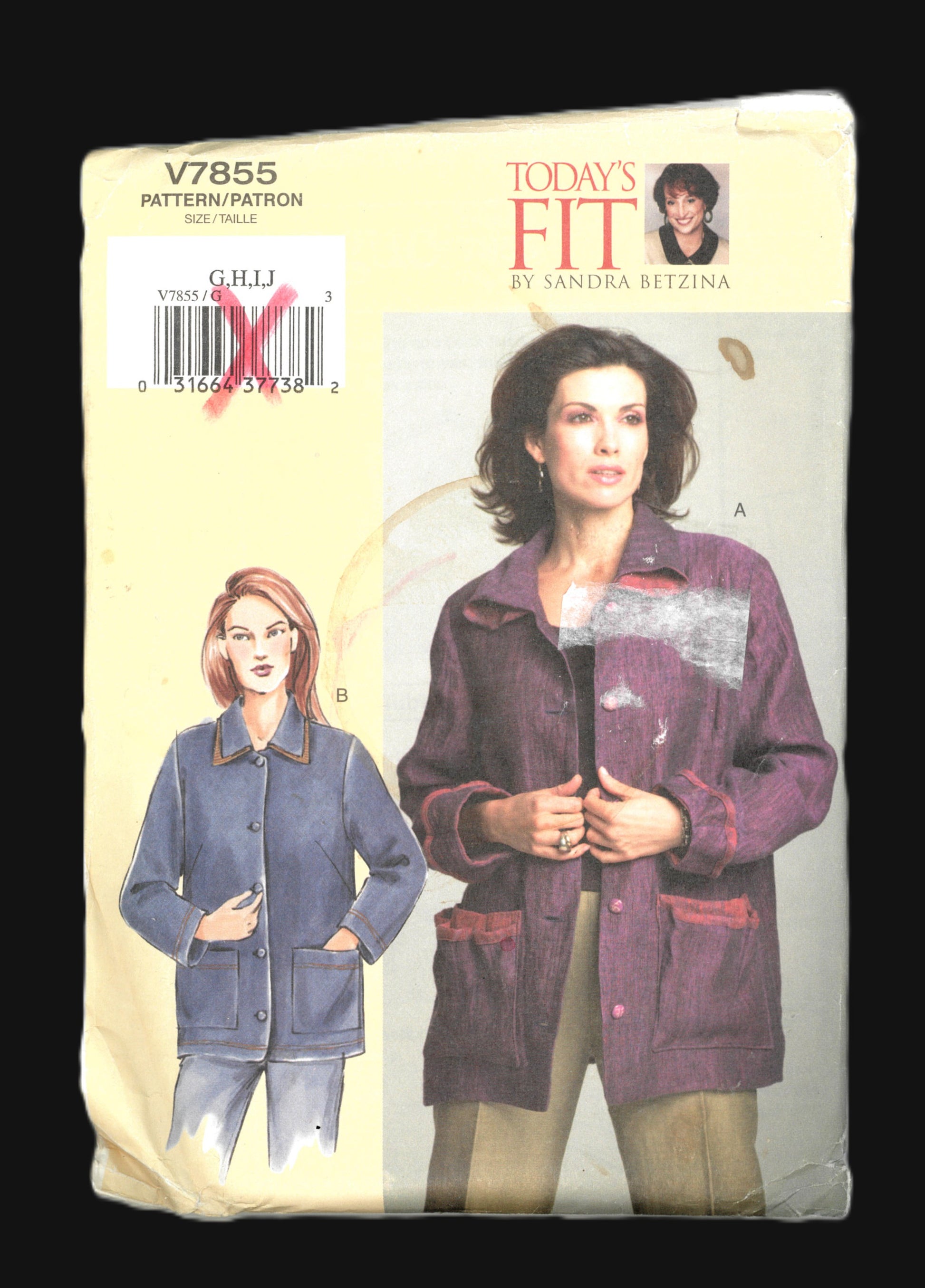 Vogue 7855 Sandra Betzina Misses / Misses Petite Jacket Sewing Pattern - UNCUT - Size G H I J
