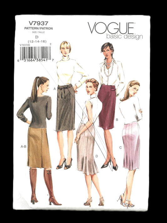 Vogue 7937 Misses / Misses Petite Skirt Sewing Pattern - UNCUT -  Size 12 14 16