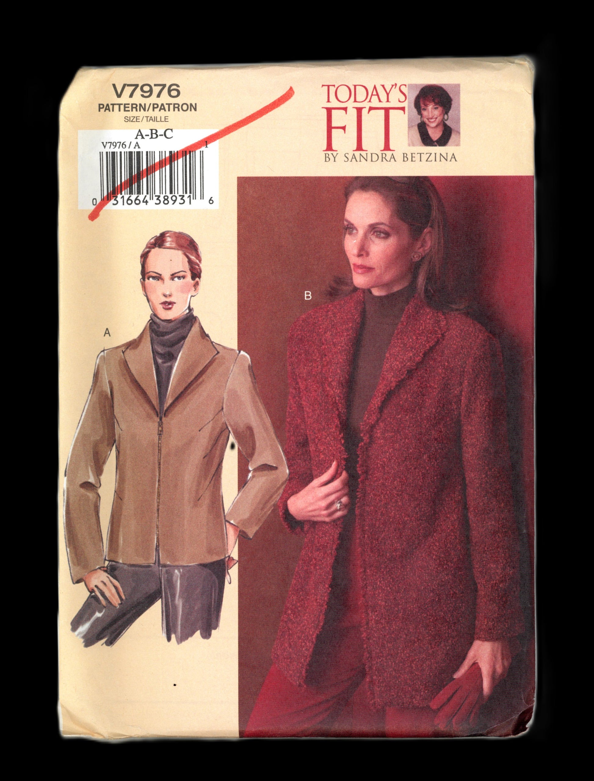 Vogue 7976 Sandra Betzina Misses Jacket Sewing Pattern - UNCUT - Size A B C