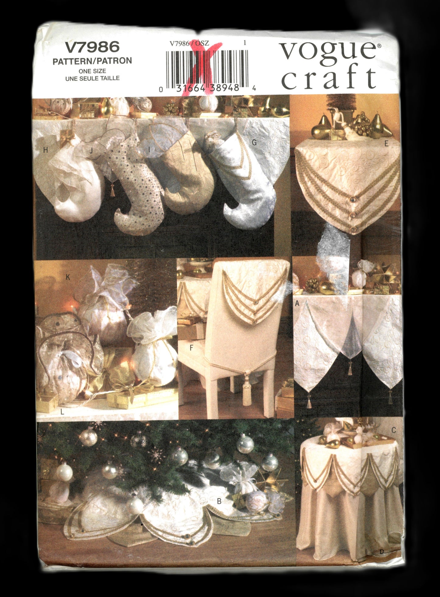 Vogue 7986 Luxe Christmas Christmas Stockings and Decorations Sewing Pattern - UNCUT