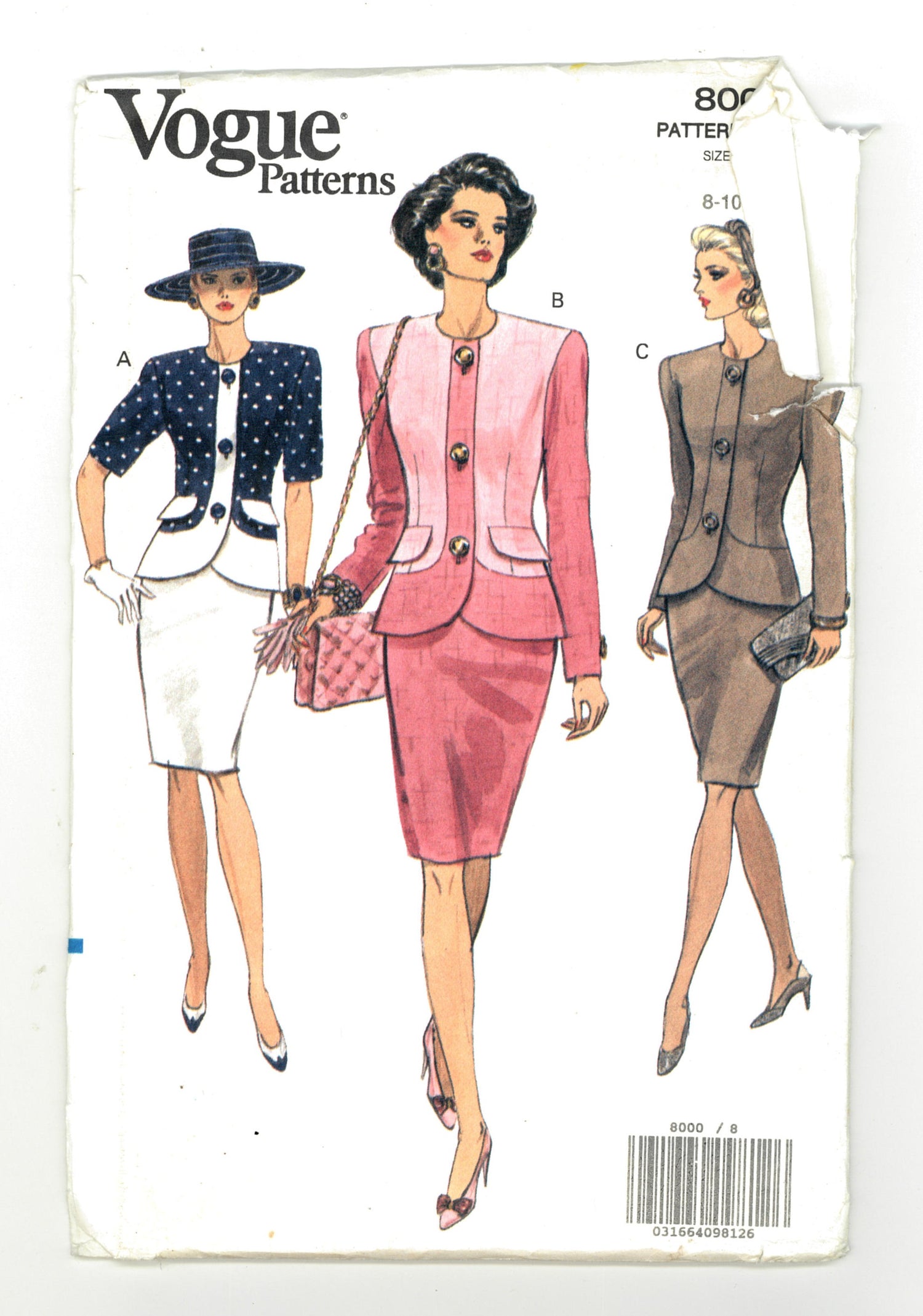 Vogue 8000 Misses Top and Skirt Sewing Pattern - UNCUT - 8 10 12
