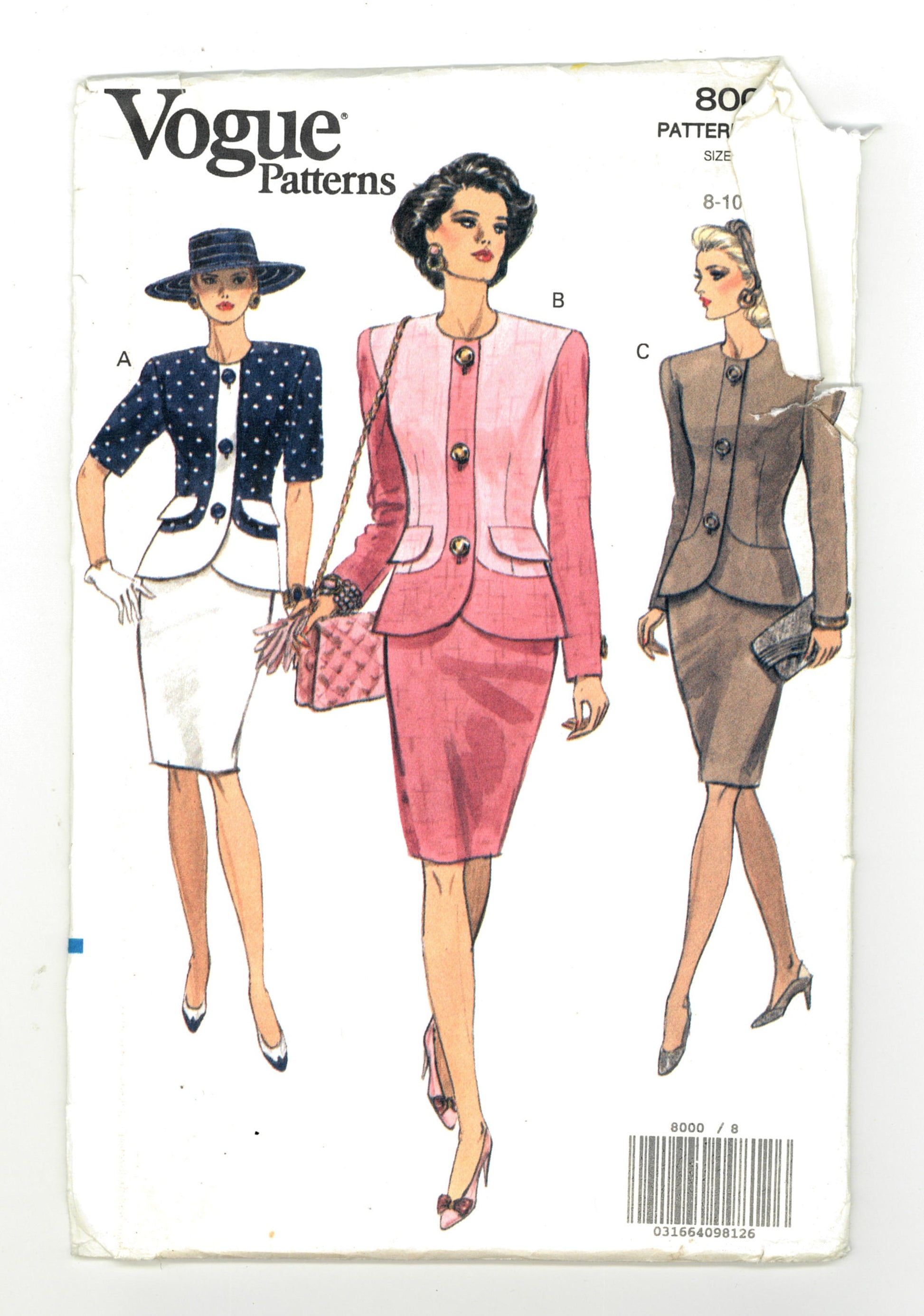Vogue 8000 Misses Top and Skirt Sewing Pattern - UNCUT - 8 10 12