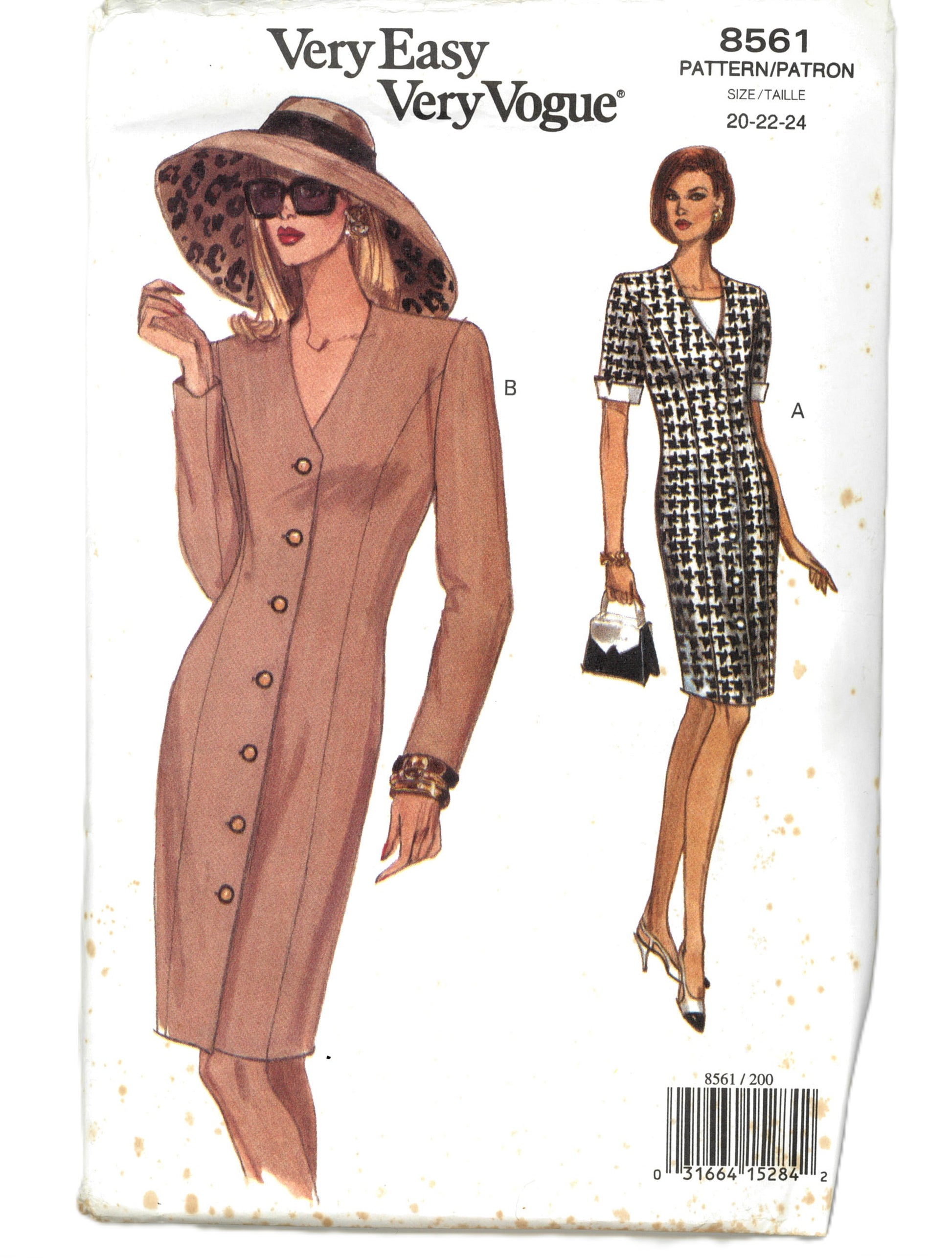 Vogue 8561 Misses Dress Sewing Pattern UNCUT Size 20 22 24