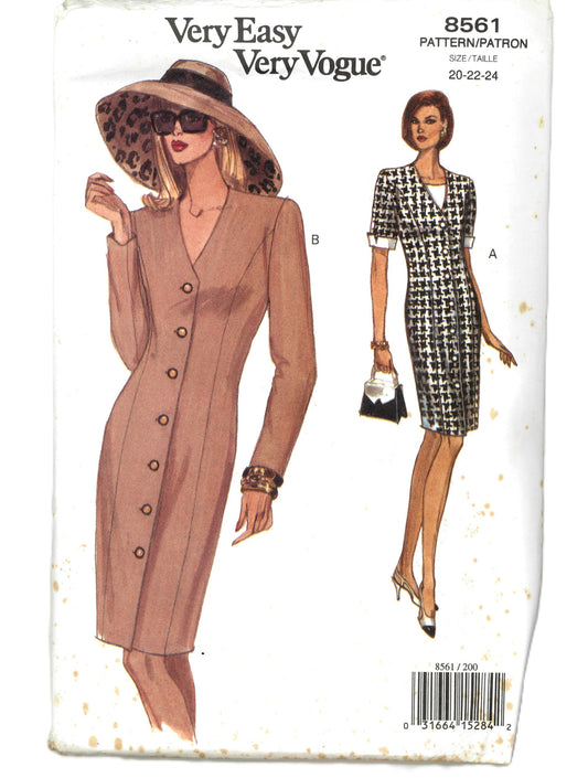Vogue 8561 Misses Dress Sewing Pattern UNCUT Size 20 22 24