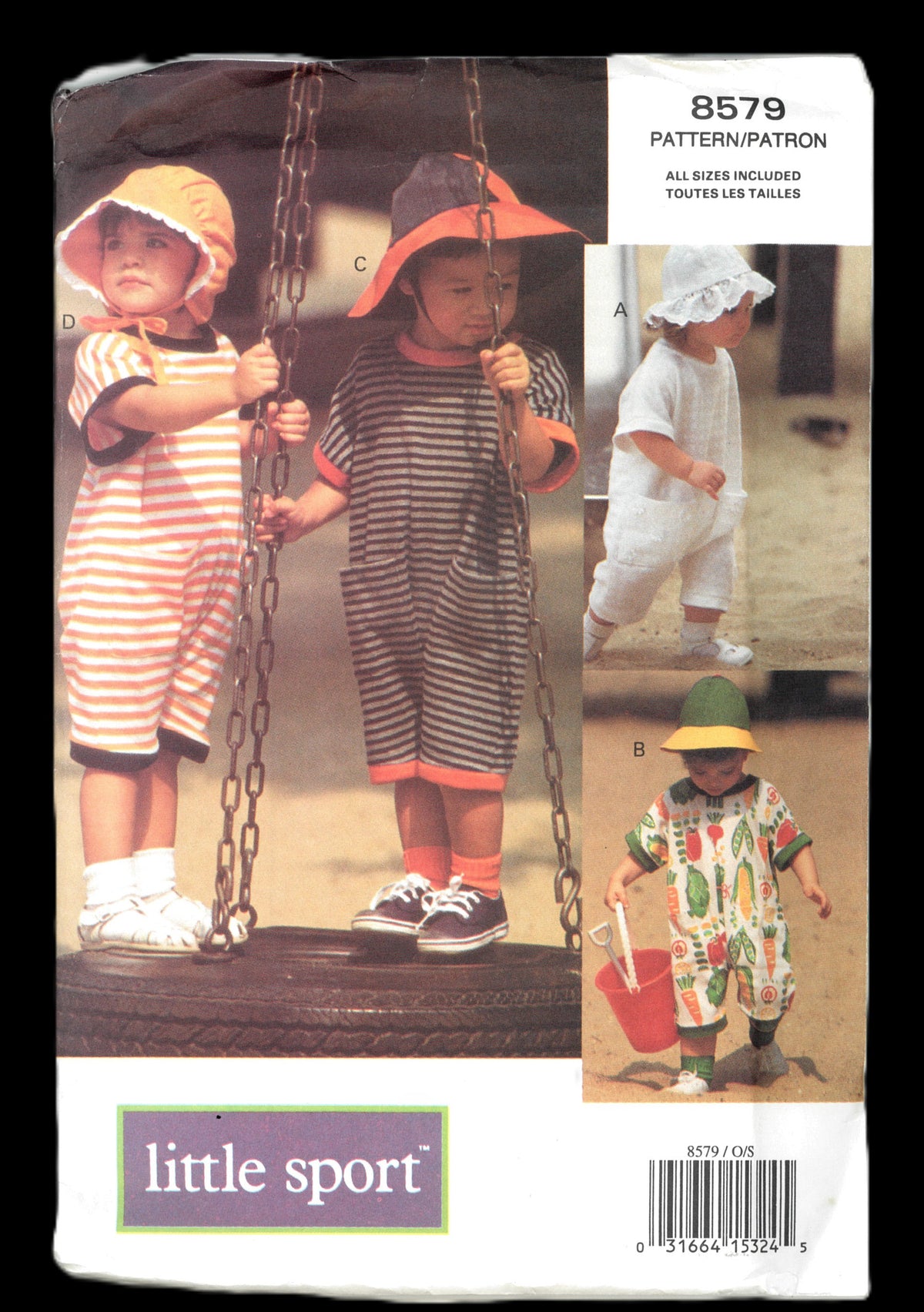 Vogue 8579 Toddlers Jumpsuits and Hat Sewing Pattern - UNCUT - Size Xs S M