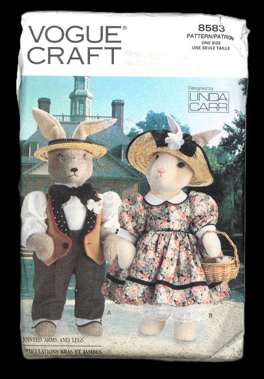 Vogue 8583 Linda Carr rabbit with jointed arms and legs sewing Pattern