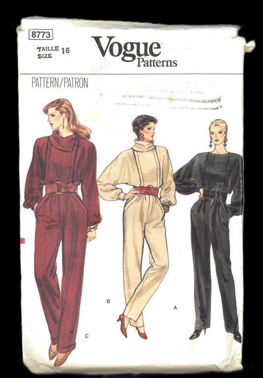 Vogue 8773 Misses Jumpsuit Sewing Pattern - UNCUT - Size 16