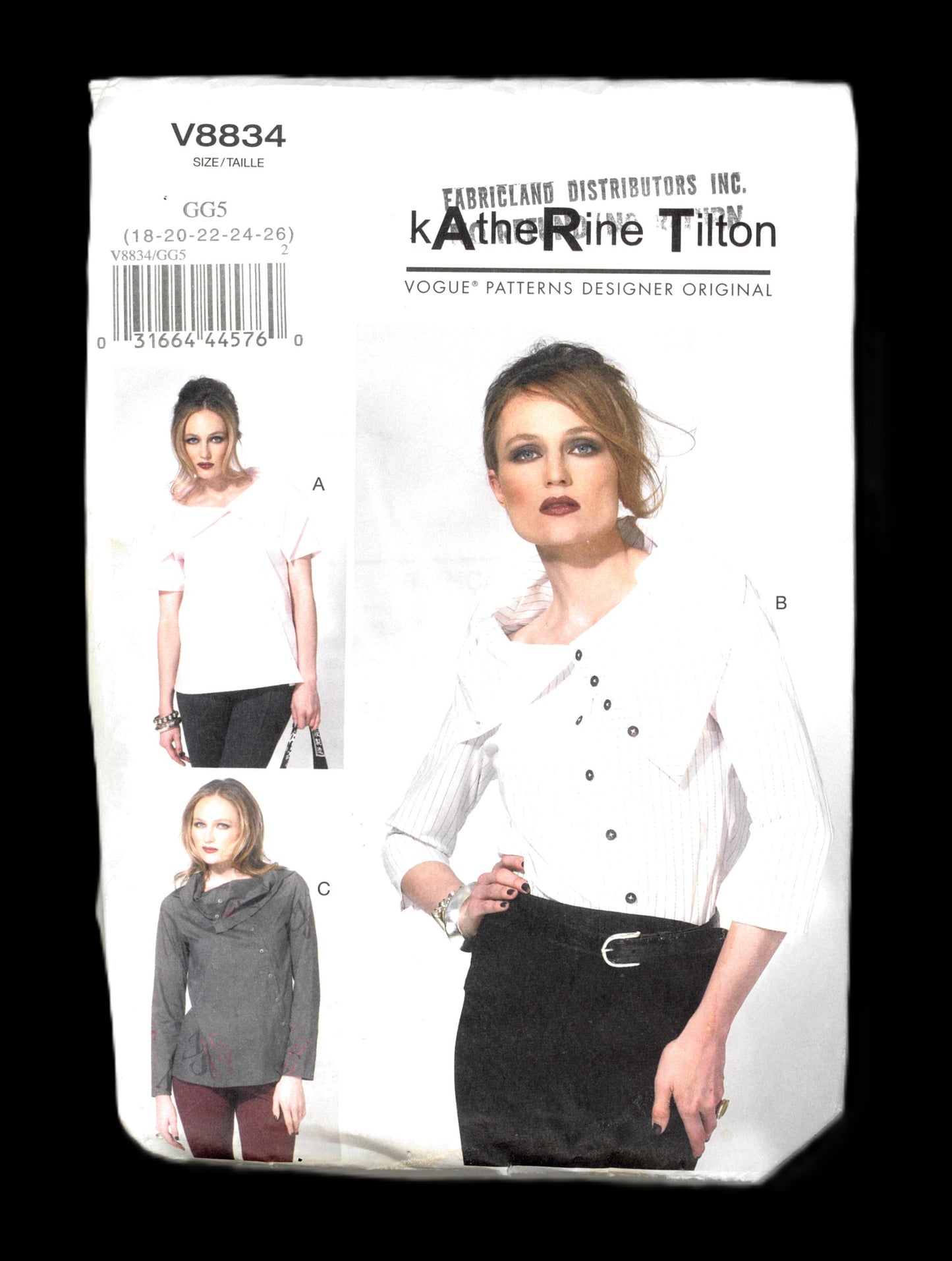 Vogue 8834 Katherine Tilton Misses Top Sewing Pattern - UNCUT - Size 18 20 22 24 26