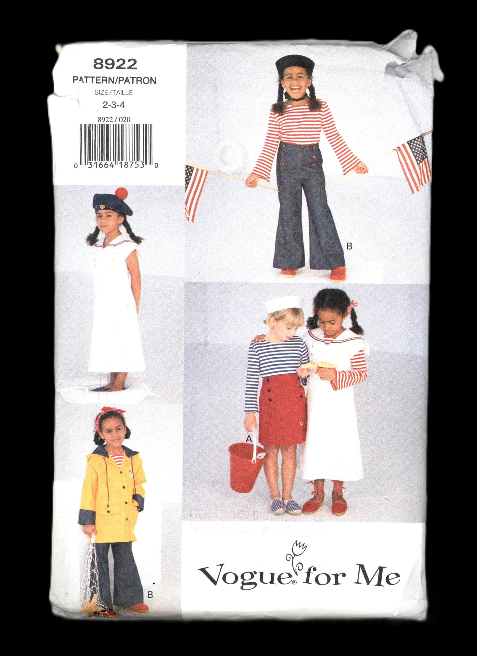 Vogue 8922 Girls Coat Dress Top Skirt and Pants Sewing Pattern  UNCUT Size 2 3 4