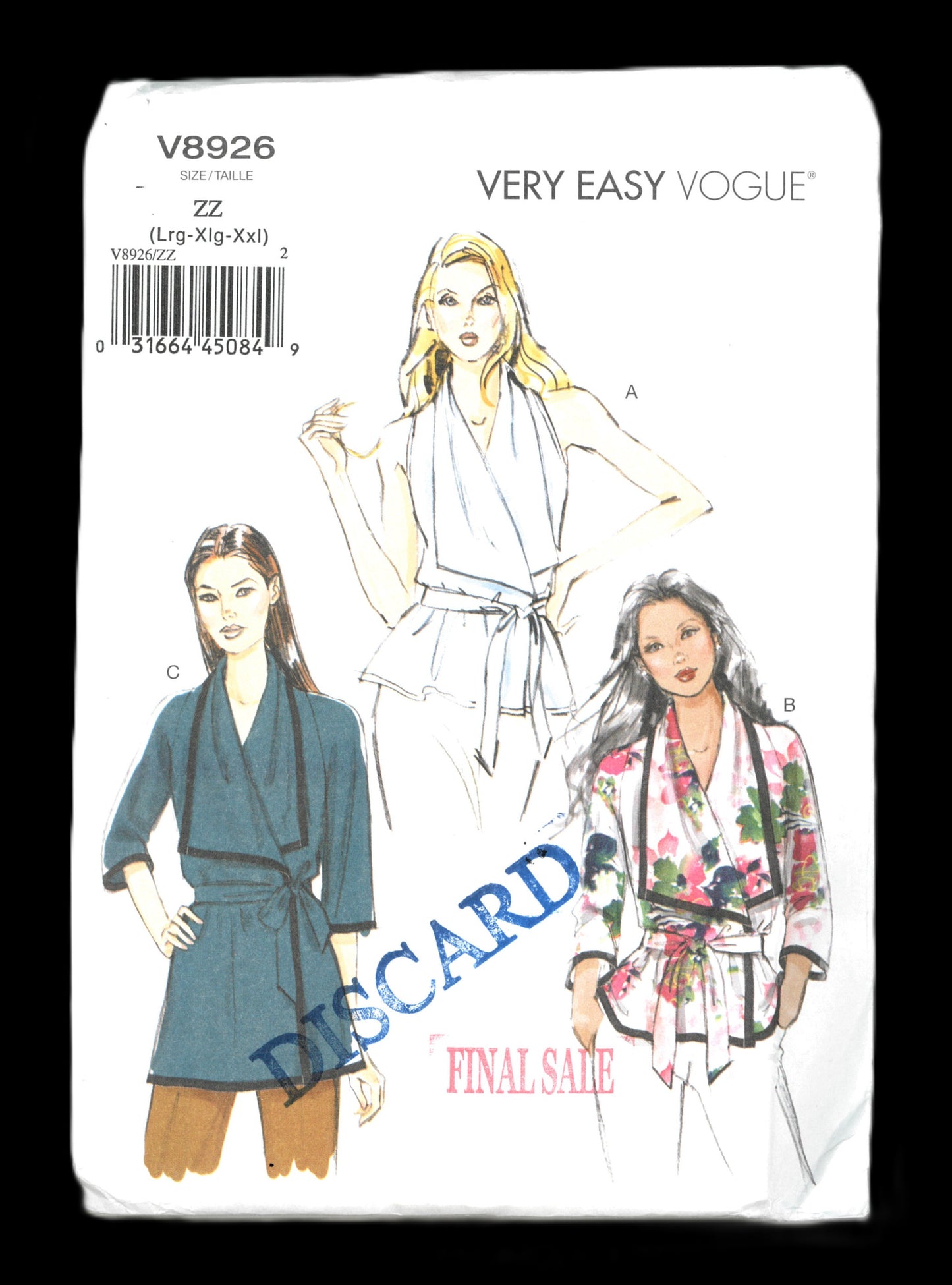 Vogue 8926 Misses Top Sewing Pattern - UNCUT - Size Lrg Xlg Xxl