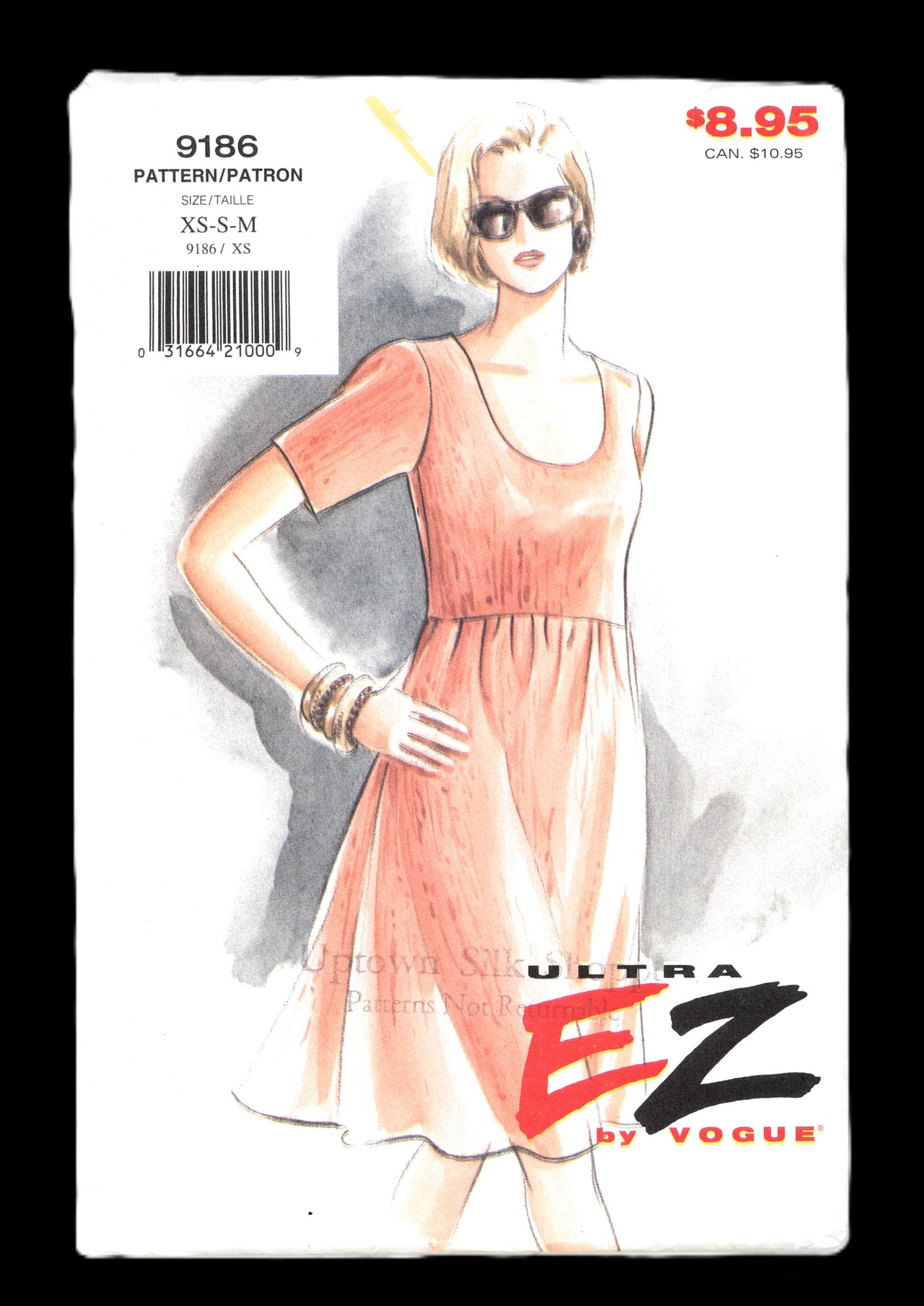 Vogue 9186 Ultra EZ Misses Dress Sewing Pattern - UNCUT - Size  XS S M