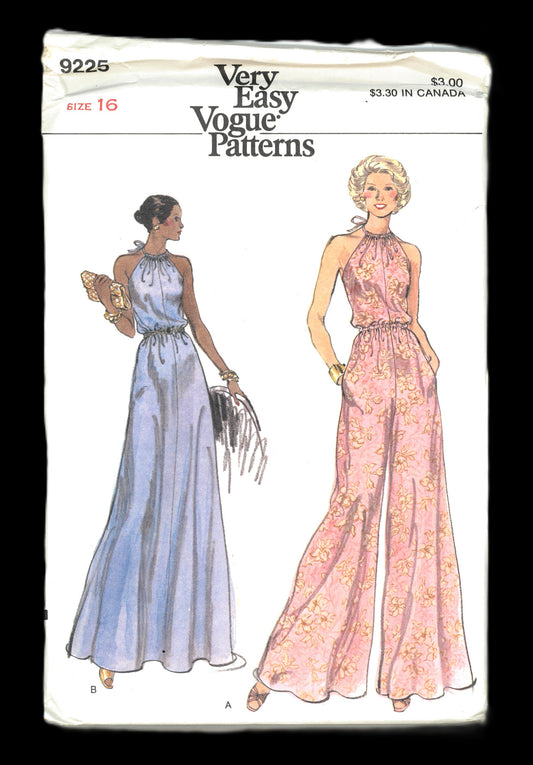 Vogue 9225 Misses Dress or Pantdress Sewing Pattern UNCUT Size 6 or Size 16