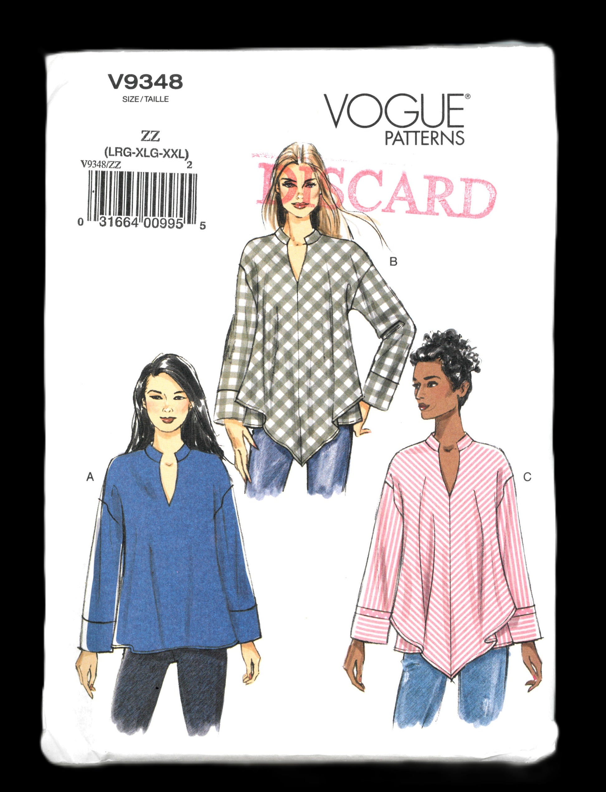 Vogue 9348 Misses Top Sewing Pattern - UNCUT - Size Lrg Xlg Xxl