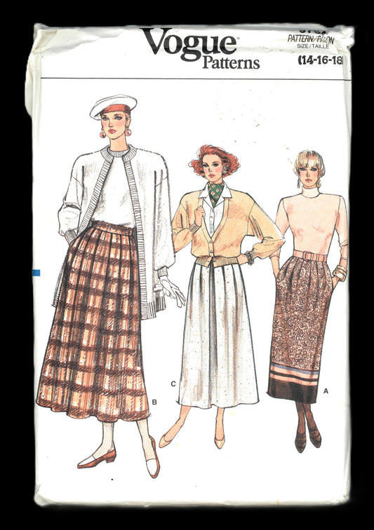 Vogue 9754 Misses Skirt Sewing Pattern UNCUT Size 14 16 18