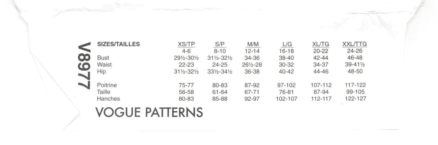Vogue 8977 Misses Top Sewing Pattern - UNCUT - Size Lrg Xlg Xxl
