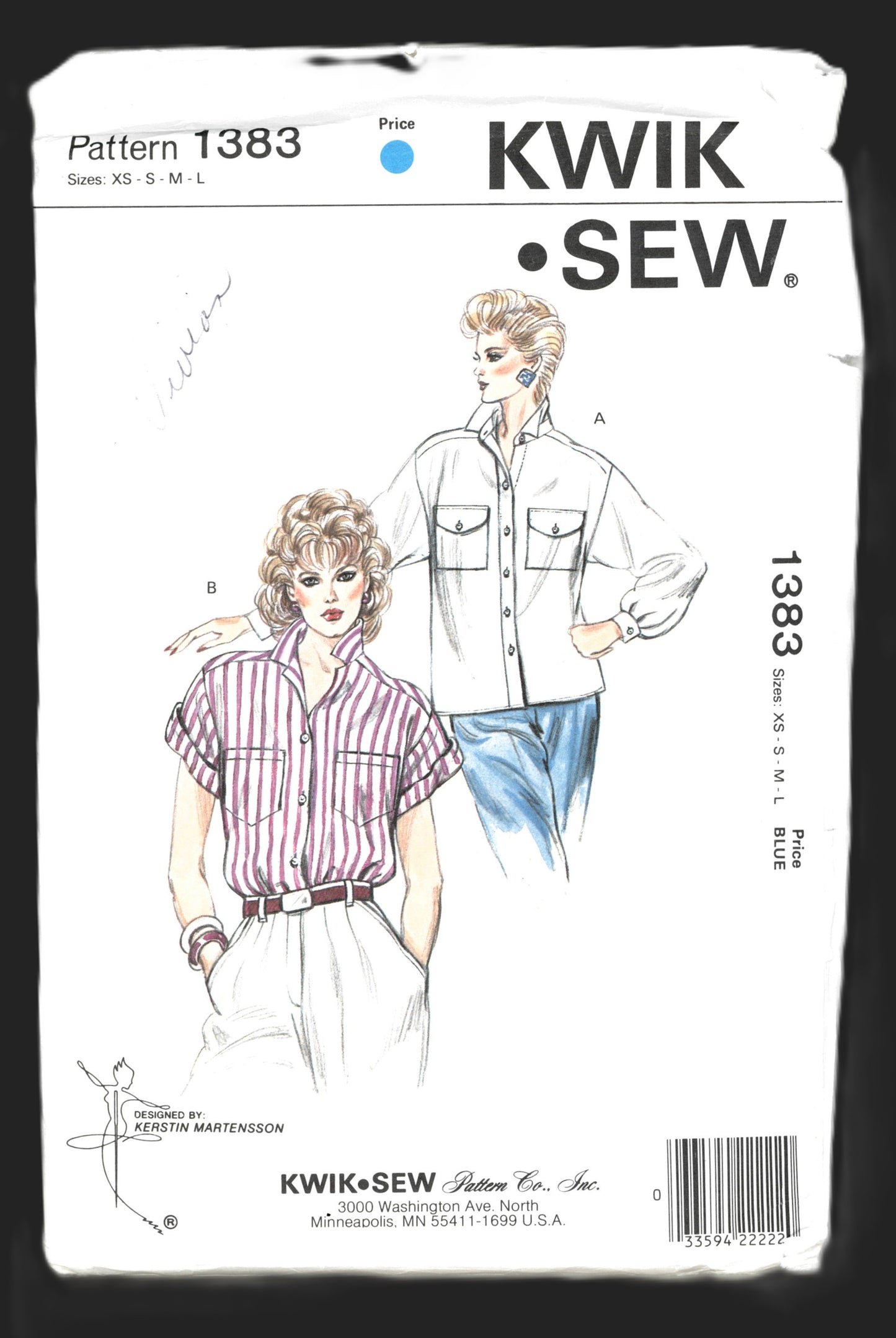 Kwik Sew 1383 Misses Shirt Sewing Pattern - UNCUT - Size Xs S M L XL