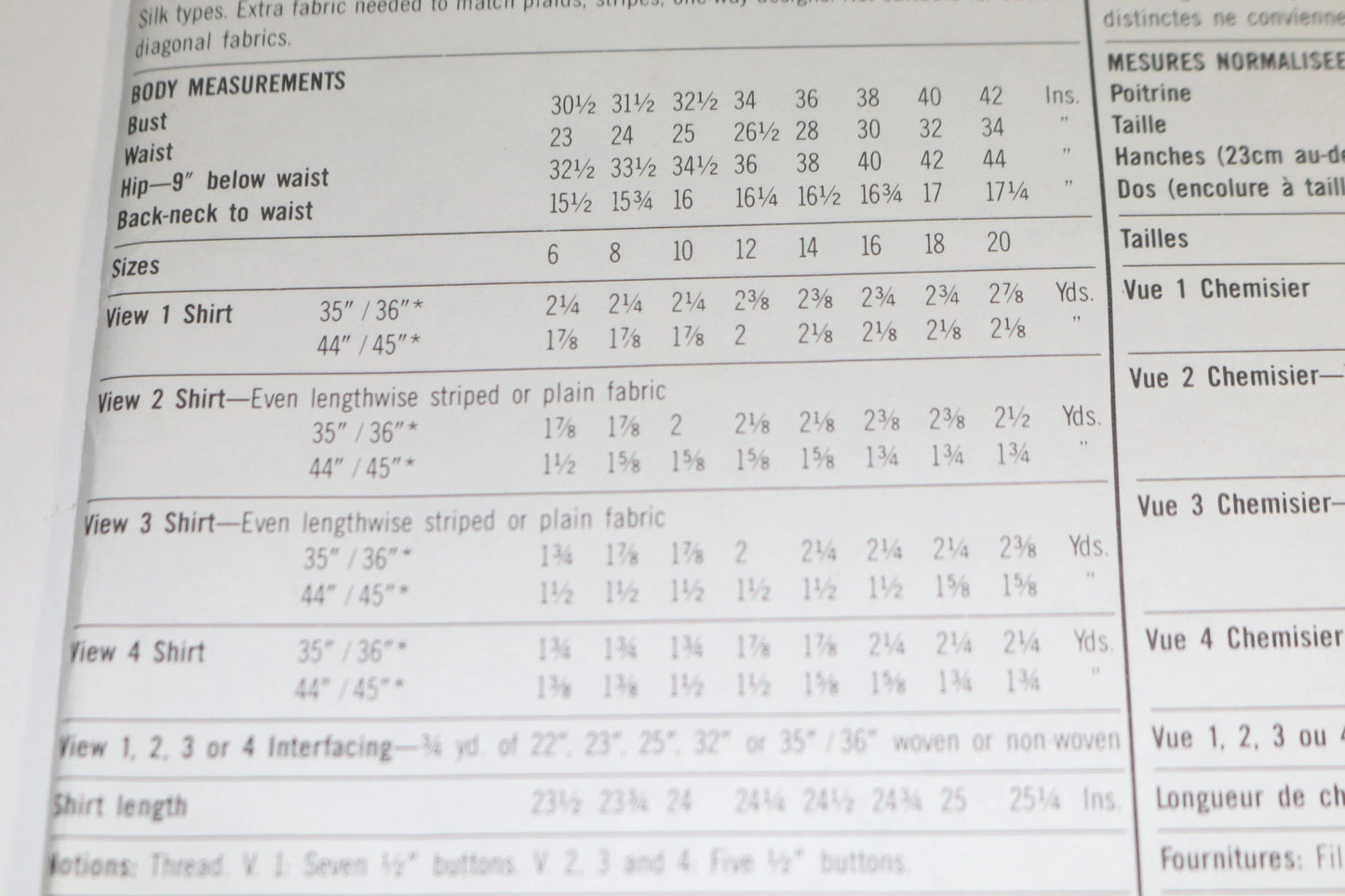 Simplicity 9398 Misses Shirts Sewing Pattern UNCUT  Size 10