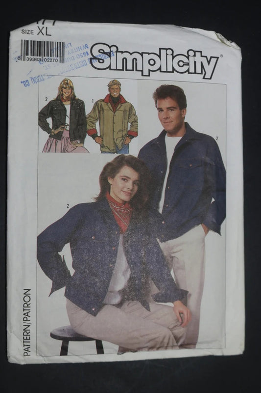 Simplicity 8177 Misses Mens or Teens Boys Loose Fitting Unlined Jacket in Two Lengths Sewing Pattern - UNCUT - Size XL