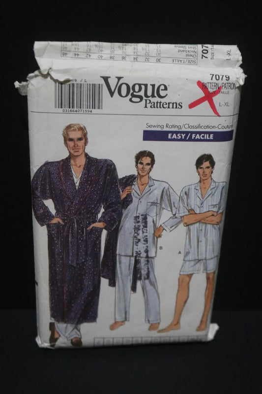 Vogue 7079 Mens Robes Top Pants and Transfers Sewing Pattern  - UNCUT Size L - XL